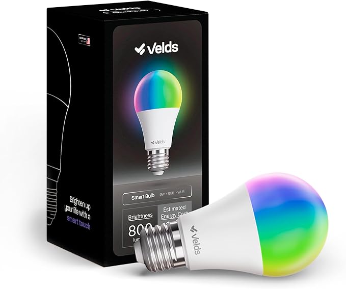 Smart LED Light Bulb, 9W (60W), Tunable White, Dimmable, Music Sync, 16 Million Colors, WiFi+Bluetooth, Compatible with Alexa & Google, Circadian Rhythm, No Hub Required, A19 E26, 800 Lumens
