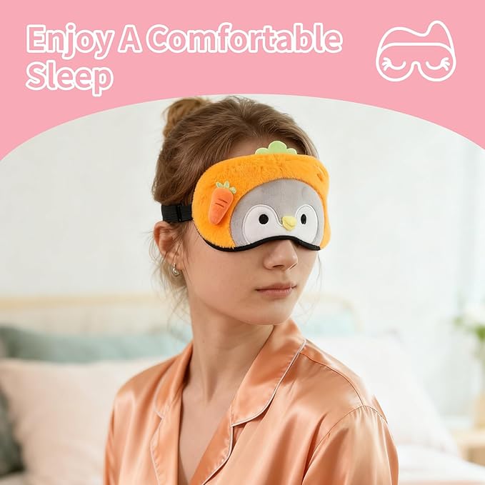 PERFECTSIGHT Cute Sleep Eye Masks (Orange Penguin)