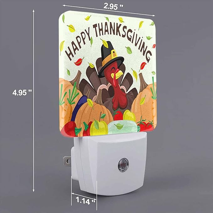 LED Night Light Plug into Wall with Dusk to Dawn Light Sensor White Energy Efficient Pumpkin Thanksgiving Happy Nightlight for Bedroom Bathroom Hallway Living Room Kitchen