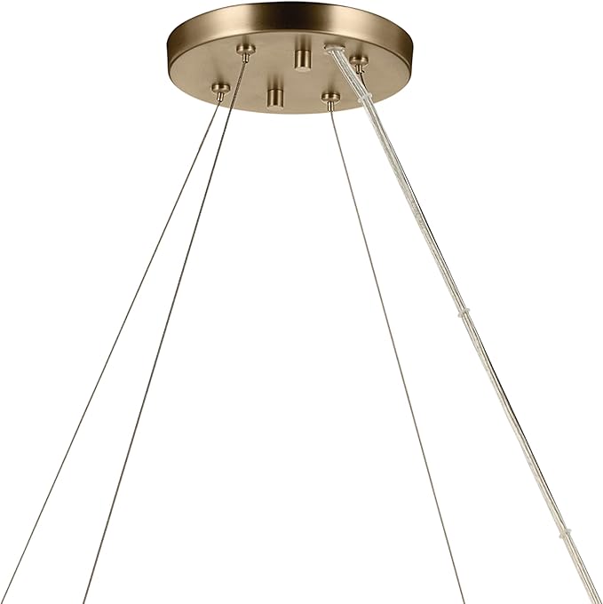 Kichler Harpin 6-Light Chandelier, Sloped Ceiling Compatible, for Dining Room or Kitchen with Clear Glass in Champagne Bronze (8.5" x 37.75"), 52771CPZ