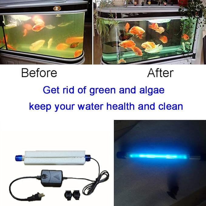 7W Aquarium Water Green Clean Lamp Algae Bloom Clear Waterproof Light for Fish Tank Pond Pump Sump