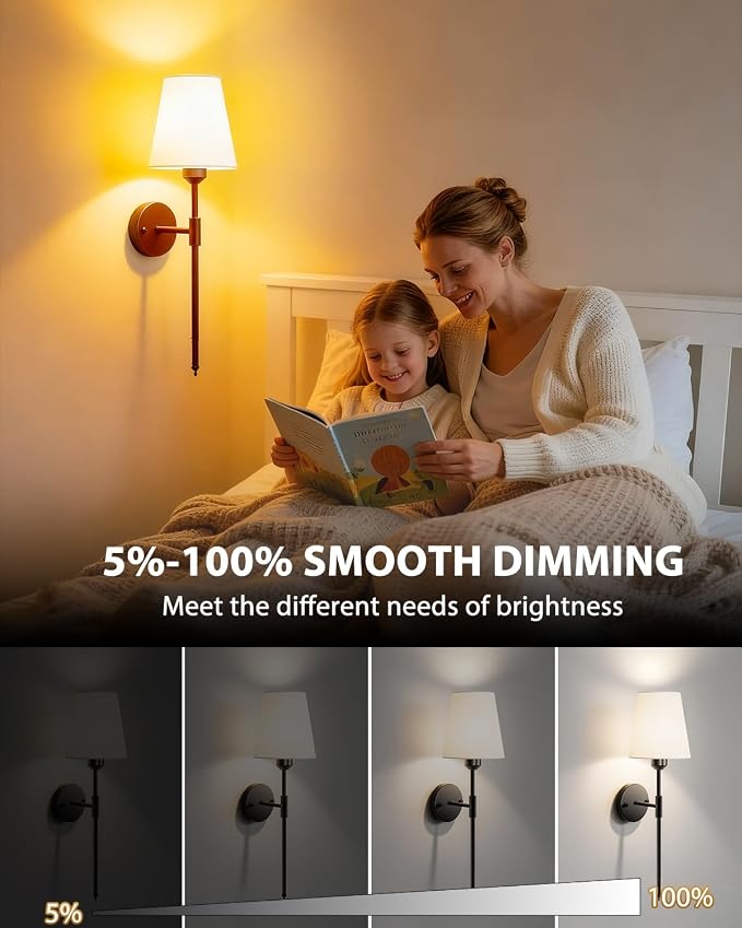 Adetu Wall Sconces Set of 2, Battery Operated Wall Sconce | 10000mAh Magnetic Bulbs and Remote, RGB & 5%-100% Dimmable Rechargeable Wall Lights for Bedroom Living Room Hallway Decor