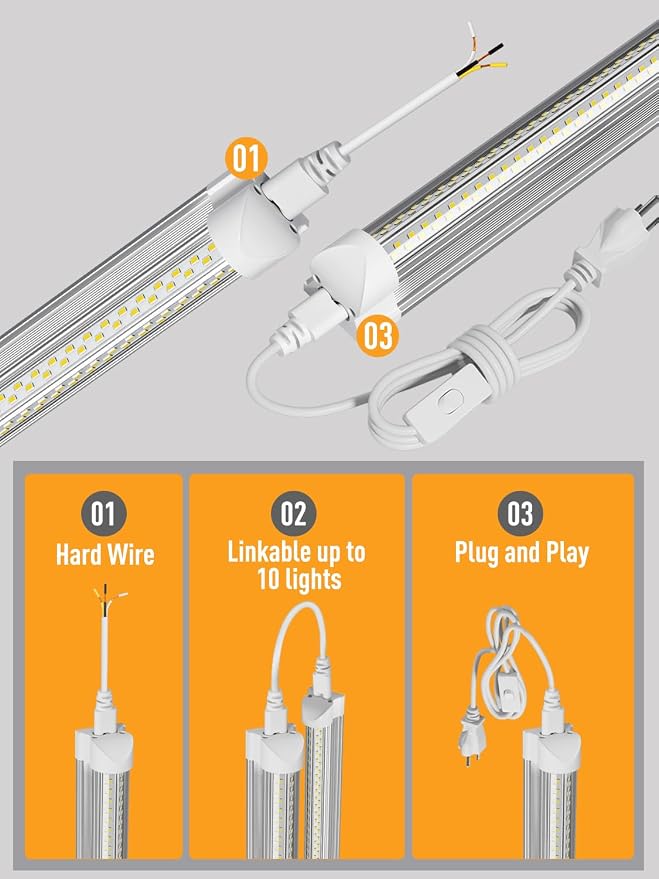 LED Shop Light, 25W 3750LM 6000K Super Bright(6 Pack) | Plug and Play, Linkable Utility Shop Lights for Garage, Cabinet, Workbench, Workshop