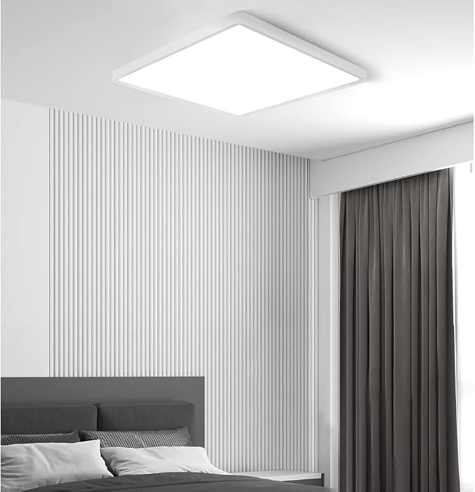 LED Flush Mount Ceiling Light Fixture, 6000K Cool White, 12inch 24W, 3200LM, Slim Flat Panel Lighting Fixture, Square Modern Ceiling Lamp for Bedroom, Kitchen, Living Room, Closet, Stairwell
