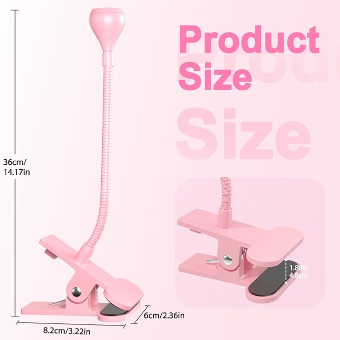 UV Nail Lamp - UV Light for Gel Nails, Flash Cure Lamp | LED Gooseneck Flash Cure Lamp for Nails, Manicure Dryer Black Light with Clamp, 365+395nm 5V 3W 4 Levels Dimming Pink