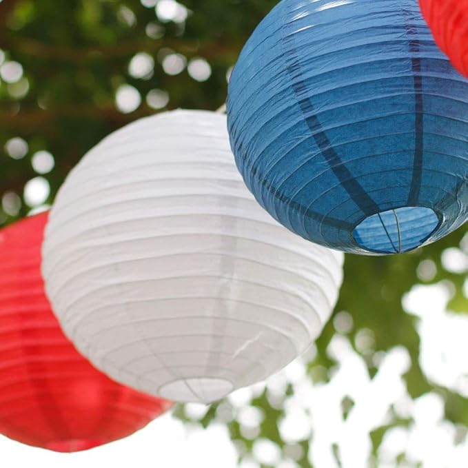 White Paper Lanterns 10 Pcs size of 12" Chinese Round Paper Hanging Decorations Ball Lanterns Lamps for Home Decorations, Parties, and Weddings