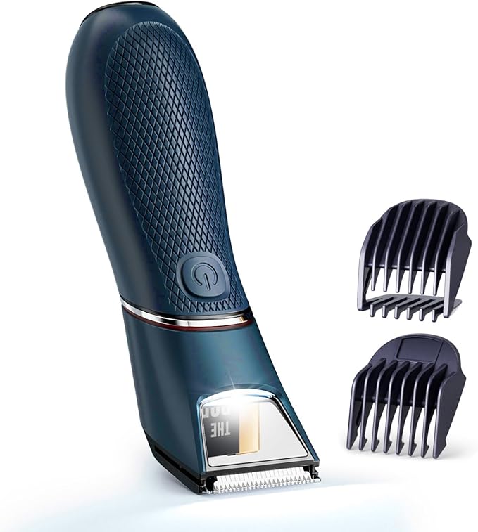Body Trimmer for Men: Pubic Hair Trimmer with Mirror & LED, IPX7 Waterproof Electric Shaver for Pubic Hair