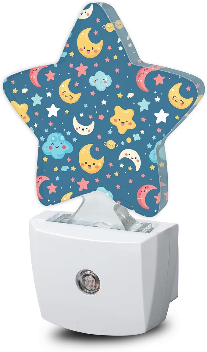 Cute Moon Stars Night Lights Plug into Wall with Dusk to Dawn Sensor,Lamp for Bedroom Bathroom Hallway Nightlight for Women Girls