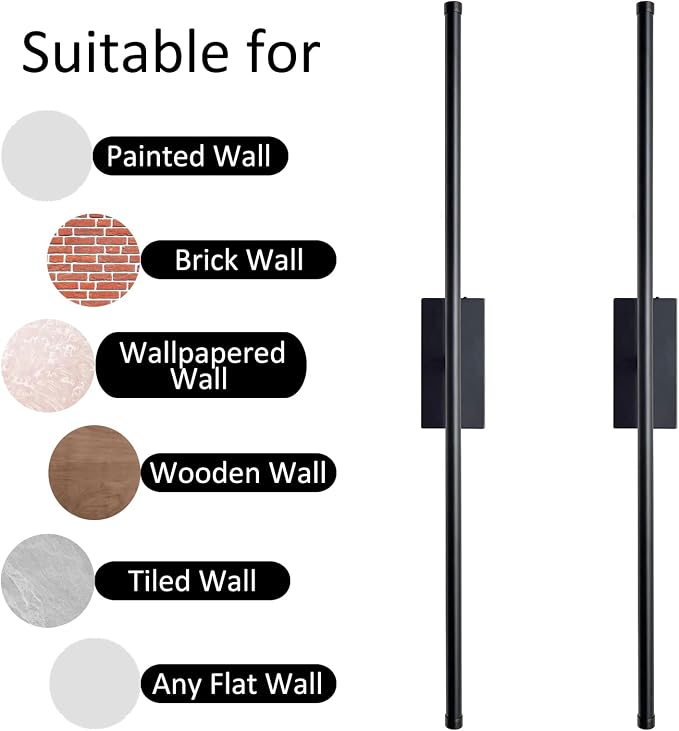 Peel and Stick on Battery Operated Wall Sconces Set of 2 | Easy Install No Drilling Sconces, Wireless Rechargeable Adhesive Wall Lights for Pictures, Living Room, Bedroom (28.3'')