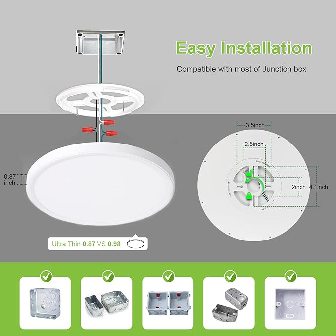 hunhun 8 Pack 3200lm LED Flush Mount Ceiling Light 28W 12 Inch 5CCT Adjustable Super Slim 0.87 inch led Ceiling Light Fixture Round Ceiling Lamp for Bedroom Living Room Kitchen Laundry White
