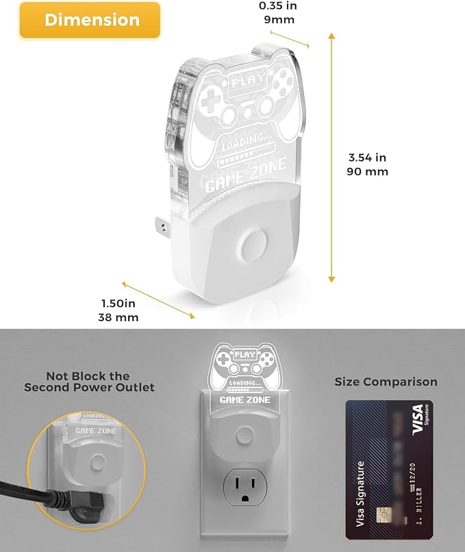L LOHAS LED Night Light For Kids, Gamepad Shape Night Lights Plug into Wall | Plug in Night Light with Multi Color Personalized, Dusk to Dawn Sensor, Ideal for Boys, Game's Room Decor, Bedroom 1 Pack