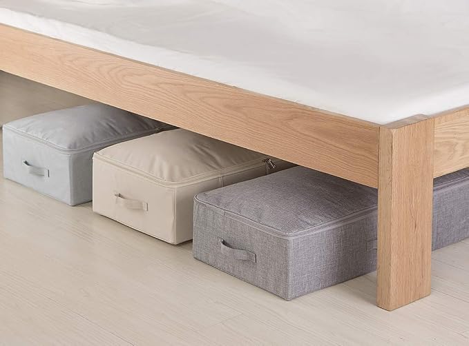 Folding Under the Bed Storage Bin with Lids, Under Bed Storage Containers | underbed storage containers,under bed storage bins, Wardrobe Closet Clothing Blanket, Shoes, Toys Organizer Containers