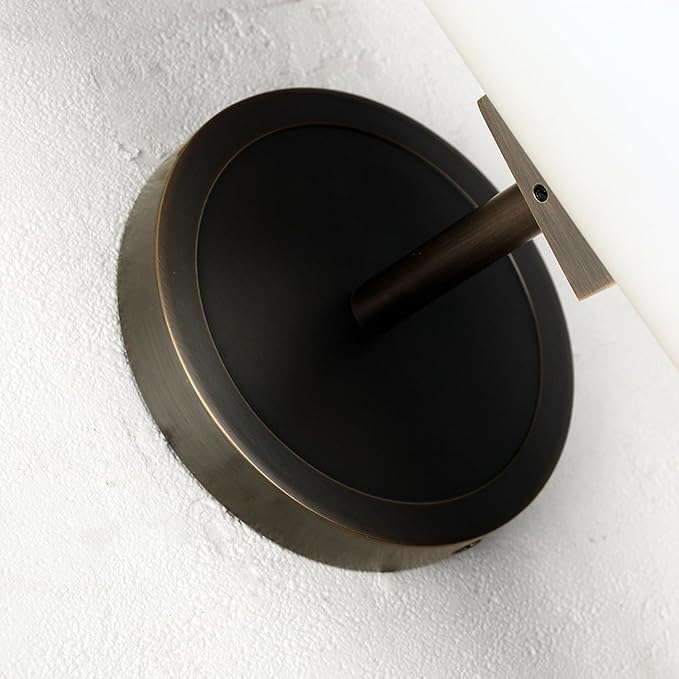 Bianco Wall Sconce, Brass Wall Lighting with White Glass Shade, Bronze Finish