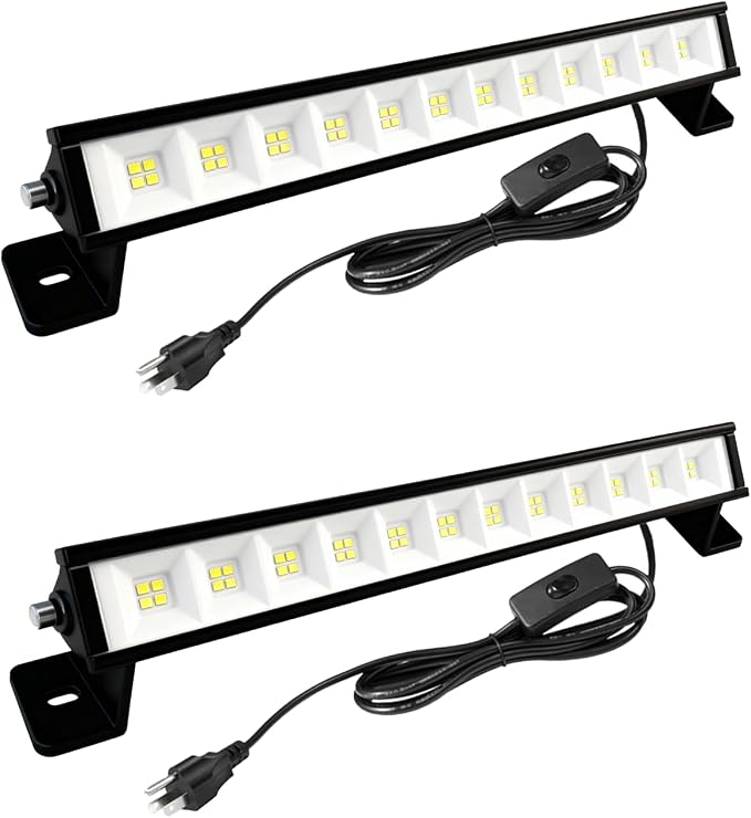42W LED Shop Light for Garage, 4800LM 6500K Daylight, Plug-in Work Light with 4.9FT Cord & Switch, 120° Adjustable Bracket for Workshop, Basement, Utility Room (2 Pack)