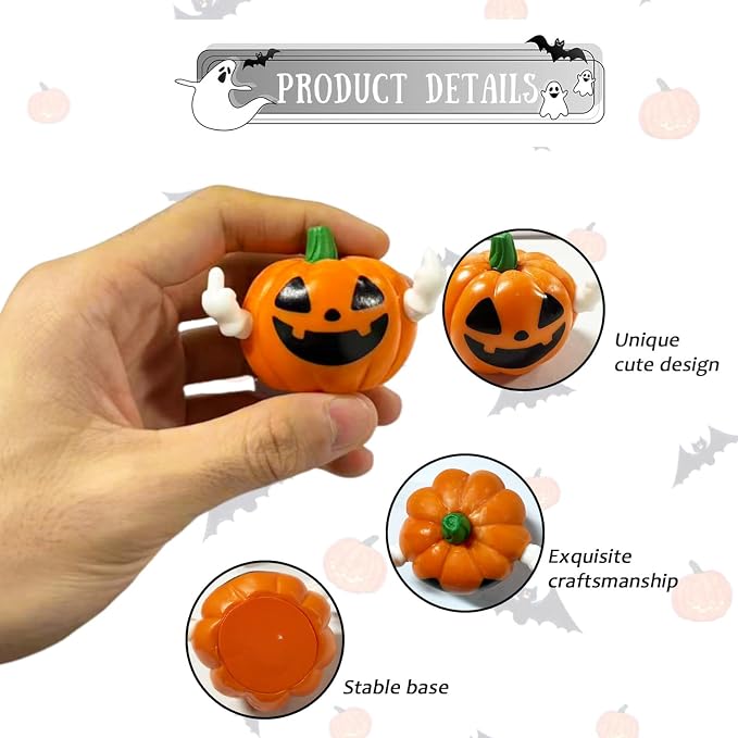 Halloween Pumpkin Figurine Funny Ghost Statue for Gift Resin Ghost Sculpture Halloween Tiered Tray Desk Ornaments Decor Spooky Middle Finger Statue for Home Decorations Supplies