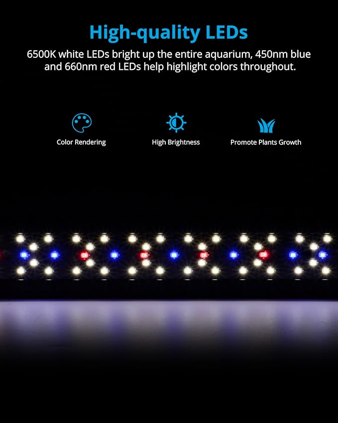 NICREW SkyLED Plus Aquarium Plant Light, Freshwater Fish Tank Light with Ramp Up and Dim Down, Spectrum Adjustable and Lighting Schedule Programmable with Controller, 36-48 Inches, 36 Watts