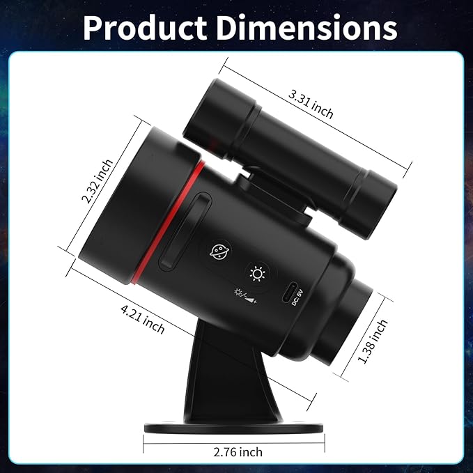Portable Mini Galaxy Projector Wall Light with Rechargeable Battery Operated Planetarium Star Projector Starry Sky Space Solar System Moon Nebula for Bedroom Hallway Ceiling Car Roof Tent Decor