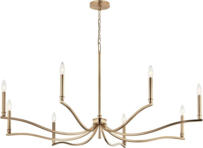 Kichler Malene 8-Light Chandelier, Updated Traditional Light in Champagne Bronze, Sloped Ceiling Compatible, for Foyer, Dining Room or Living Room (25" x 52"), 52697CPZ