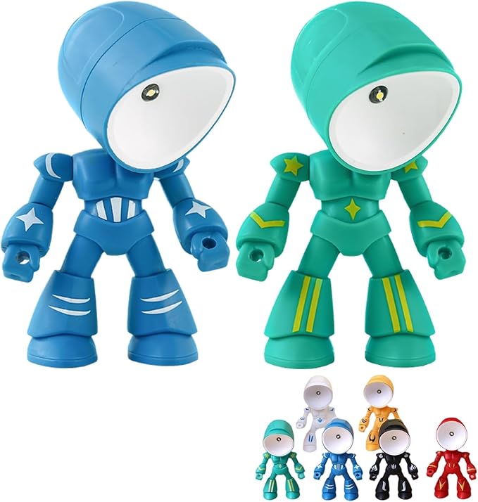2PCS Lonely Robot Cartoon Cute Robot Design Companion Table Light, LED Mini Night Light, Mini Portable, for Bedroom Office, Thanksgiving Gifts (2pcs-A)