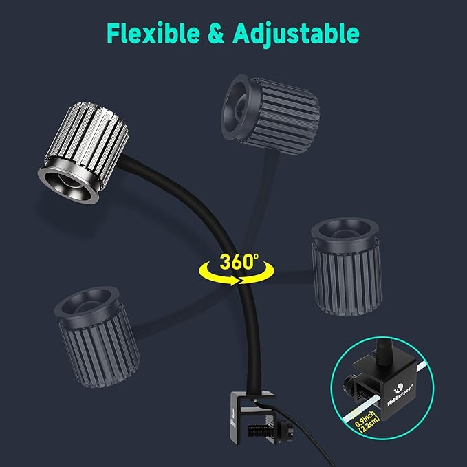 fishkeeper Clip On 24/7 Saltwater Aquarium LED Light, 12W Reef Lights for Coral DIY Color/Brightness Fish Tank Light with Timer for Coral Marine Tank Memory Function