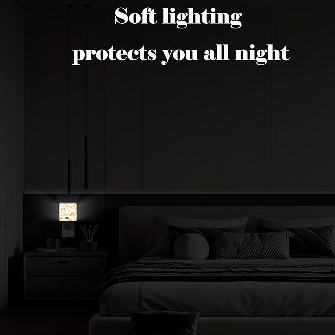 Cartoon Rainbow Night Light,Plug-in Night Lights with Dusk-to-Dawn Sensor for Stairway,Hallway,Bedroom Sleep Friendly Ideal for Women/Girls/Boys Gift,0.5w