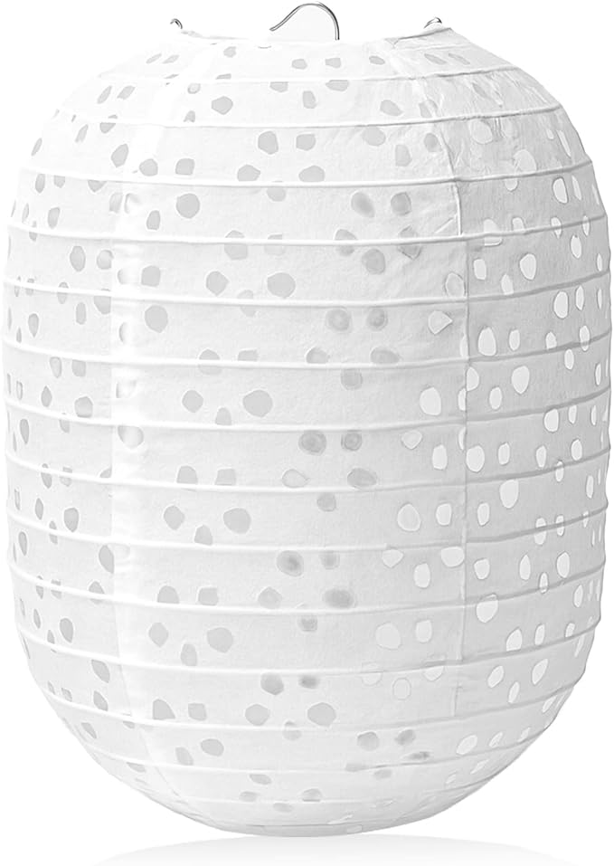 12Pack White Paper Lanterns Decorative Chinese Japanese Hanging Paper Lanterns Party Decorations 6.3Inch Oval Hollow Lamps for Valentines Wedding Anniversary Baby Shower Outdoor Indoor Birthday Decor