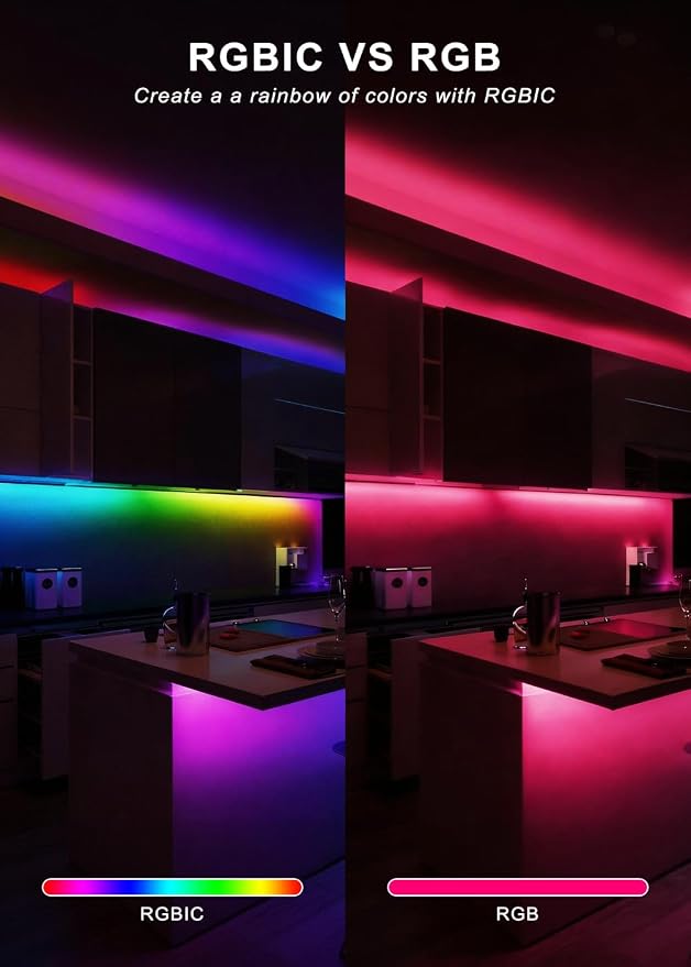 32.8FT RGB+IC LED Neon Rope Light Strip with Remote | Multiple Modes,5v USB Powered,Music Sync,For Living Room,Bedroom, Party & Holiday Decoration