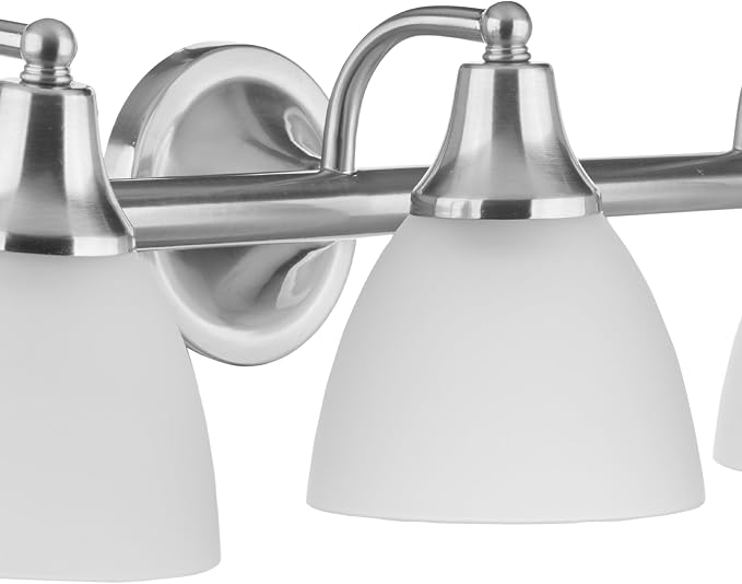 Globe Electric 50700 3-Light Vanity All-in-One Bathroom Set, 5 Piece Brushed Steel Finish, 70, Bulb Not Included
