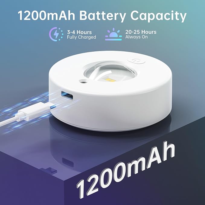 6 Pack Under Cabinet Lighting,Rechargeable Puck Lights with Remote | 1200mAh Battery Operated Tap Lights,RGB Dimmable Under Cabinet Lighting,Wireless Push Light,LED USB Shelf Light