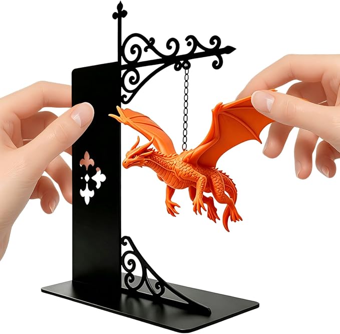 Magical Floating Dragon Bookshelf Lamp, Warm LED Dragon Night Light, Fantasy Reading Nook Decor, Unique Gift for Fantasy Lovers and Book Readers (Orange)