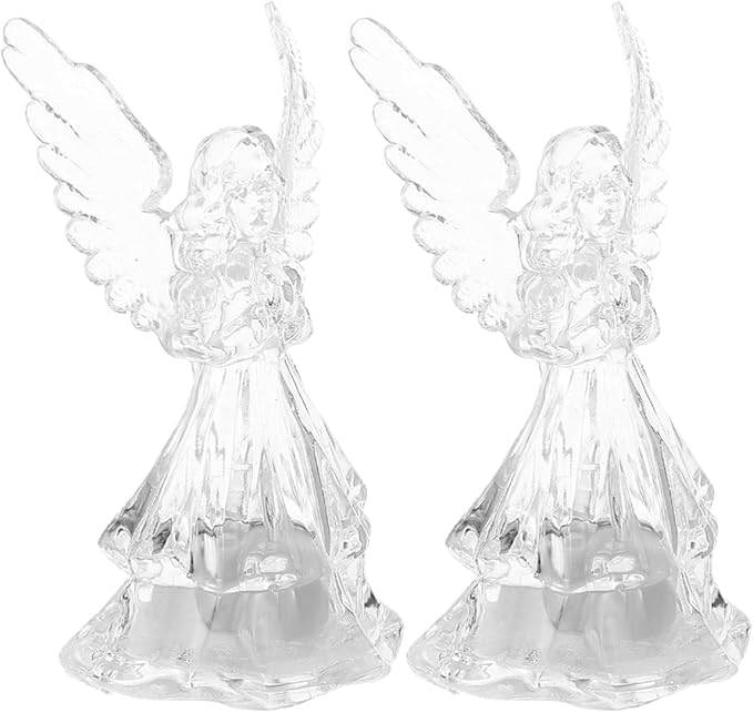 STOBOK Acrylic Angel Night Light Led Figurine Prayer Lamp Cute Cartoon Bedside Light 3.54X2.16X2.16In Decorative Table Lamp for Home and Party Ambiance