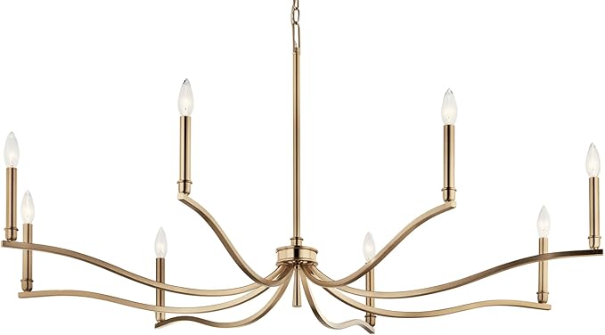 Kichler Malene 8-Light Chandelier, Updated Traditional Light in Champagne Bronze, Sloped Ceiling Compatible, for Foyer, Dining Room or Living Room (25" x 52"), 52697CPZ