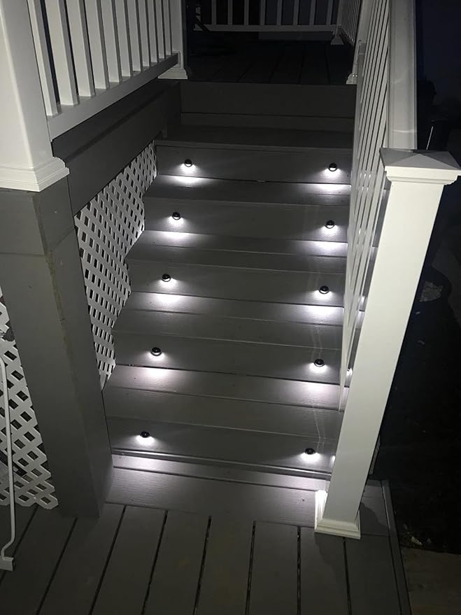 10 Pack Low Voltage Deck Lights kit, Φ1.38 Cold White LED Lighting Bronze | IP65 waterproof, Half Moon Shape Design, Outdoor Decoration Fit for Step Stair Garden Yard Landscape Pathway