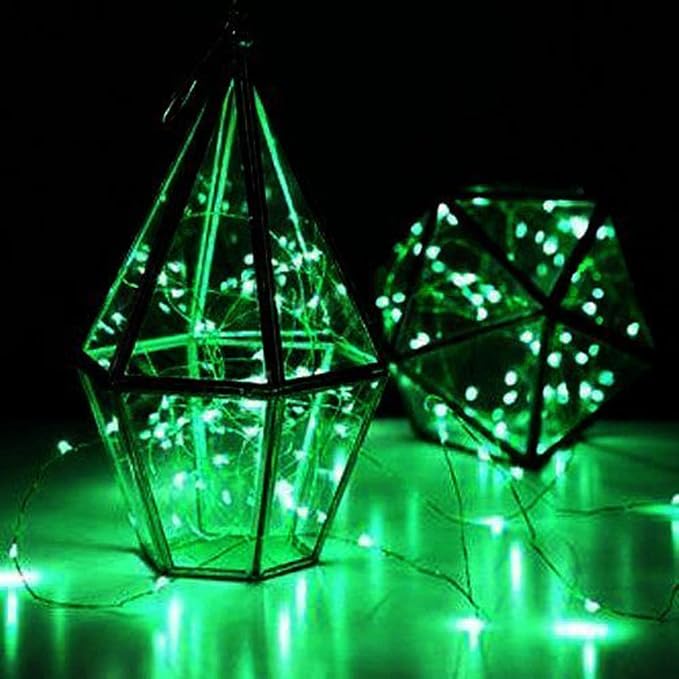 YKB 6 Pack Fairy Lights Battery Operated Starry String Lights with 20 Mini LEDs on 6.6FT Copper Wire, Micro Lights Powered by 2xCR2032(Incl) Batteries, for Halloween Holiday Christmas Decor Green