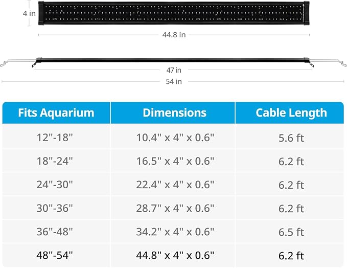NICREW ClassicLED Plus LED Aquarium Light with Timer, 32 Watts, for 48 to 54 Inch Fish Tank Light, Daylight and Moonlight Cycle