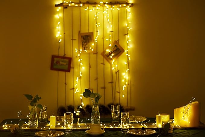 Dailyart 6feet 120 LED Starry Lights, Battery Operated Waterproof Dark Green Copper Wire Fairy Light String Light for Garland, Wreath, Patio, Garden, Wedding, Party, Xmas