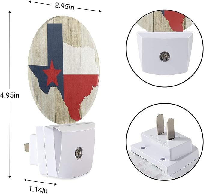 EKOBLA Texas Flag Night Light, Texas State Rustic Night Lights Plug Into Wall with Dusk to Dawn Sensor, 0.5W
