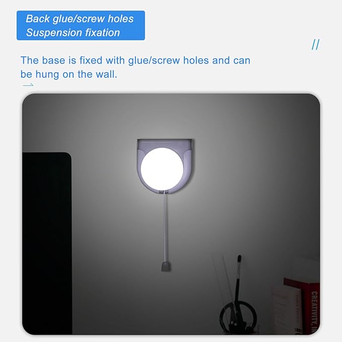2 Pack Stick-Up Battery Operated Light Bulb, Battery Powered Wireless LED Closet Light Bulb, Self Adhesive Wall Mounted Light Fixture with Pull Chain for Cabinet Bedroom Living Room Kitchen