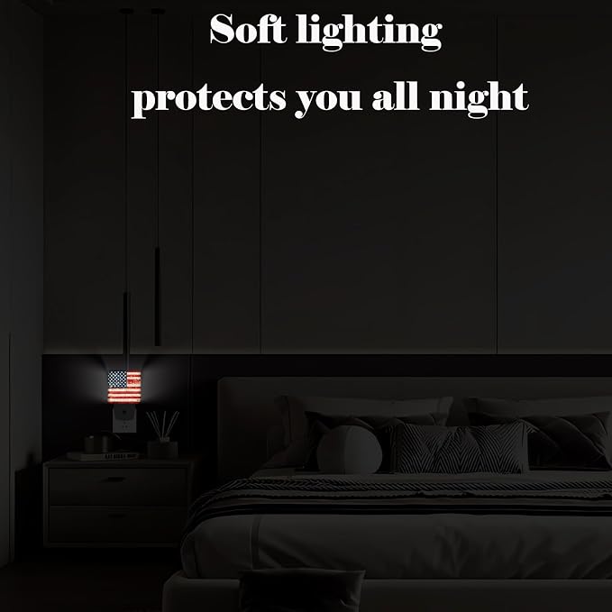American Flag Night Light,Plug Into Wall for Boys Girls Bedroom Decorative Square Night Light Lamp 0.5w Sleep Friendly