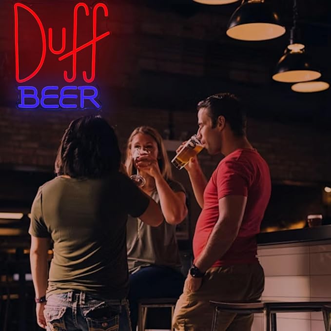 Duff Beer Neon Signs Homer Simpsons Sign Dimmable Cartoon Wall Decor for Bar Club Cafe Restaurant Bedroom Party Home Man Cave Gift for Boys Girls Fans