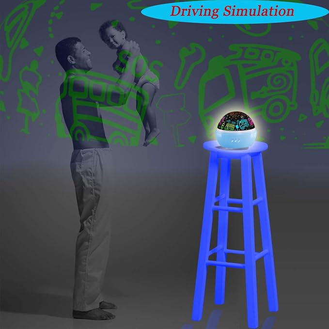 JKGIFTS Night Light for Kids Toys,Dinsoaur Night Light Projector,360° Rotating Cars Lights for Bedroom Decor,Birthday Gifts for Kids Baby Sensory Toys Autism