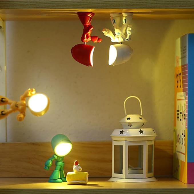2026 Posable Robot Table Lamp - 6Pcs Cartoon Animal LED Night Light Set - Cordless Eye-Friendly Mood Light with Phone Holder for Bedroom Desk Decor (1PCS F)