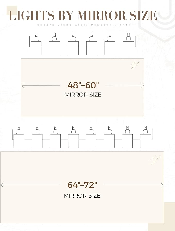 6-Light 41 Inch Bathroom Vanity Light,Clear Glass,Oil Rubbed Bronze | Over Mirror Wall Light,E26 sockets,for bathroom mirror,powder room,dressing area