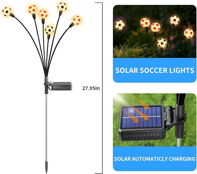 ASMAD Solar Lights Outdoor Waterproof 8 Pack,Soccer Ball Light,Garden Decor | Solar Garden Lights for Outdoor Decor, Patio Decor, Backyard Decor, Outdoor lights, Gifts for Women, Gifts for Men