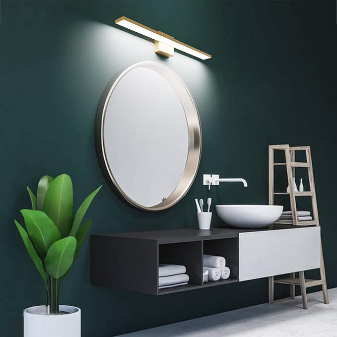 Ralbay 24inch Modern Gold Bathroom Vanity Light Frosted Aluminum Modern LED Gold Bathroom Light Fixtures White Light 6000K
