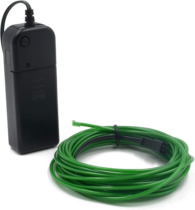 ABALDI EL Wire Neon Light Portable Battery Powered Electroluminescence Wire Pack for Xmas Party Decoration(5m/16ft,Green)