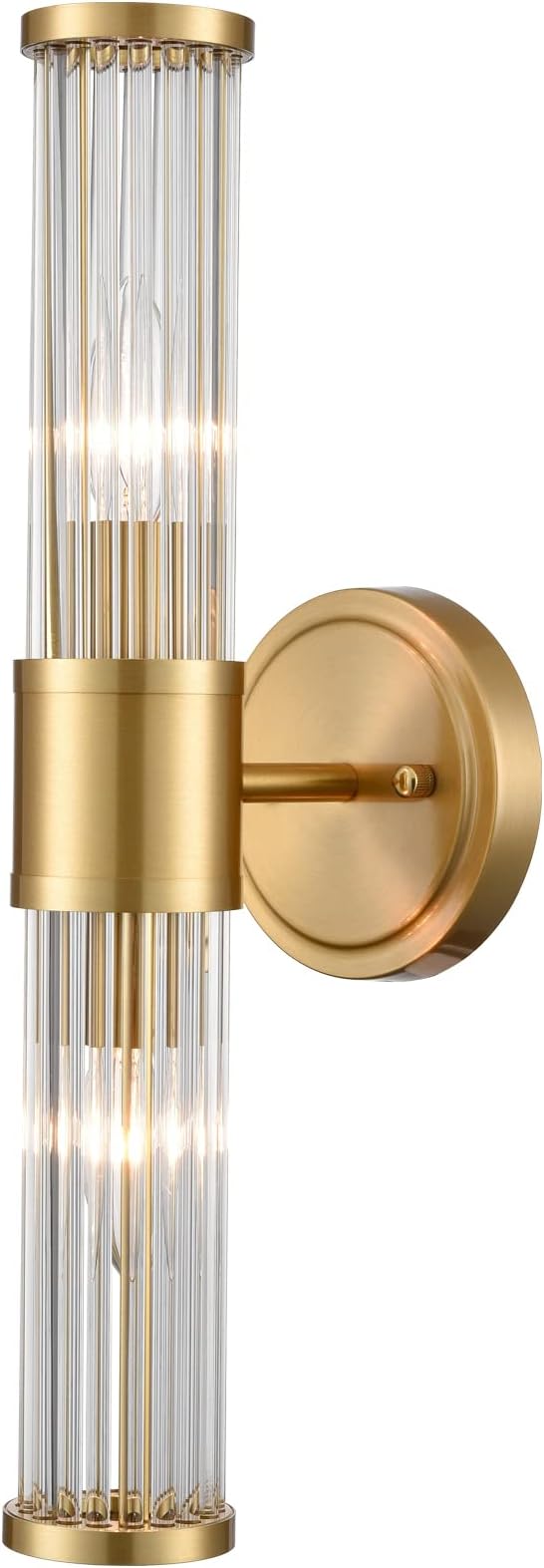 Mid-Century Wall Sconces Brass Glass Rod Wall Light 2-Light Vanity Wall Lights Fixtures for Bedroom Hallway Living Room…