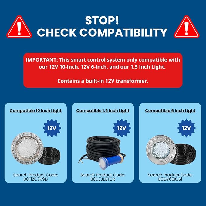 Smart Control System | Controls 1.5 Inch, 6 Inch, and 10 Inch 12V Lights (Sold Separately) | Works Phone App - iOS or Android | Lifetime Replacement Warranty