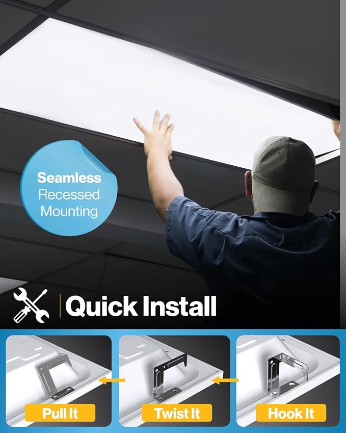 Sunco 10 Pack 2x4 LED Flat Panel Lights 3CCT Selectable, 30-50W, Dimmable | 6500LM, Selectable CCT 4000K/5000K/6000K, Selectable Wattage 30W/40W/50W, 0-10V, Office Lighting, Warehouse, Drop Ceiling
