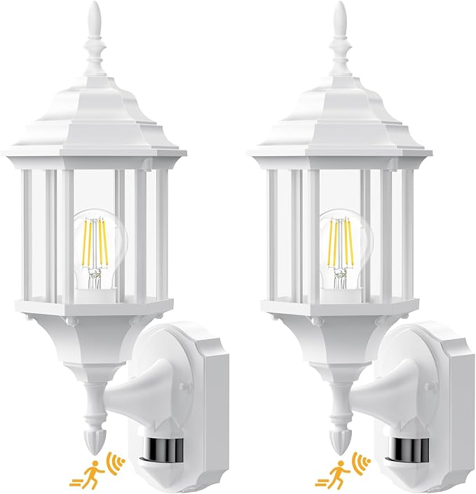 Redluck Motion Sensor Outdoor Lights, 2 Pack 16 inch Dusk to Dawn Outside Porch Lights, Waterproof Anti-Rust Aluminum Outdoor Wall Lights Exterior Lighting Fixtures for House, Garage, Front Door